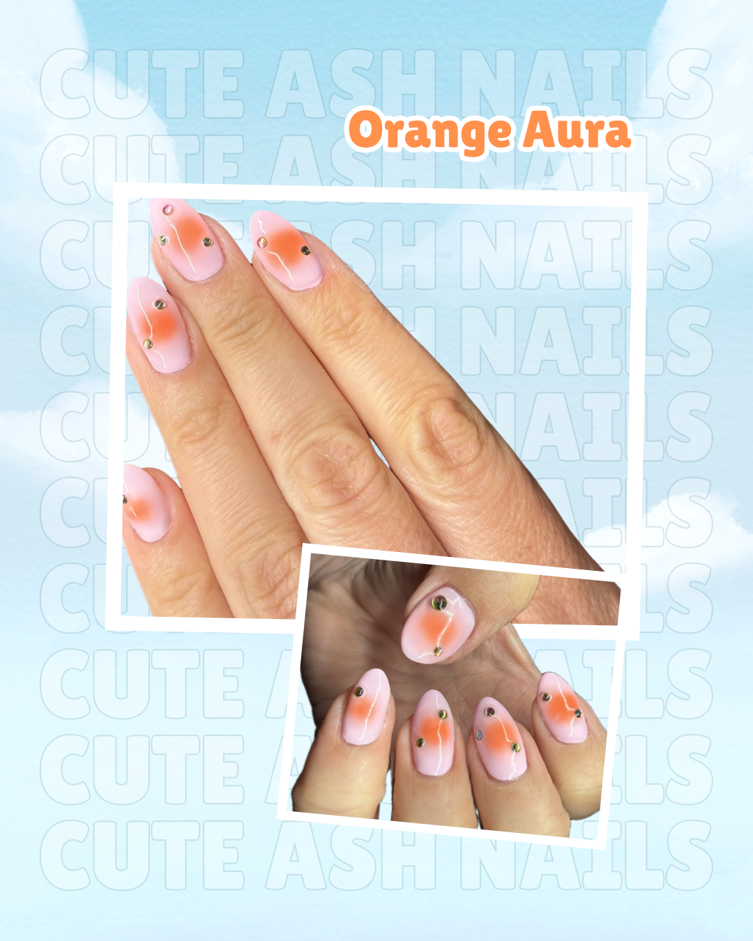 Orange Aura Press On Nails