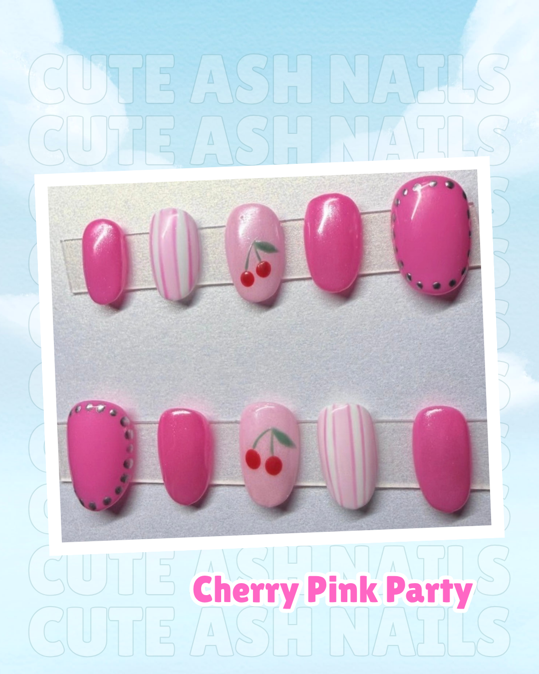 Cherry Pink Party Press Ons