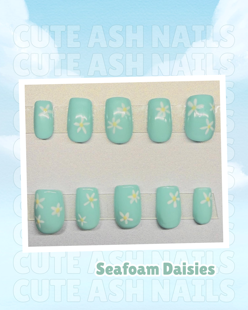 Sea Foam Daisies Press Ons