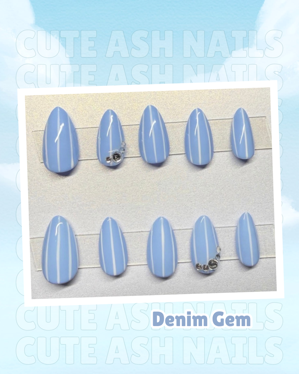 Denim Gem Press On Nails