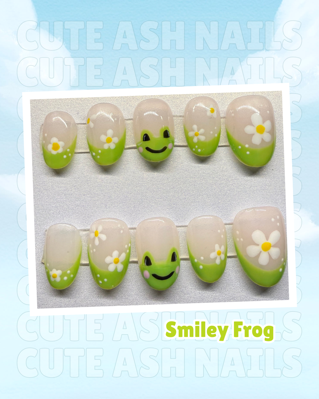 Smiley Frog Press On Nails