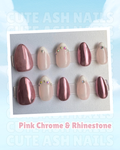 Pink Chrome & Rhinestone Press Ons