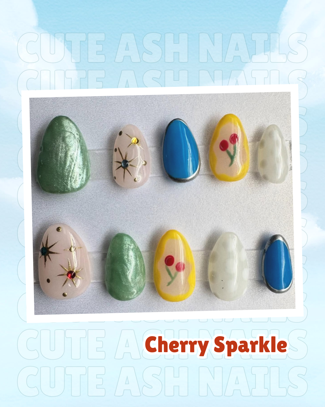 Cherry Sparkle Press On Nails