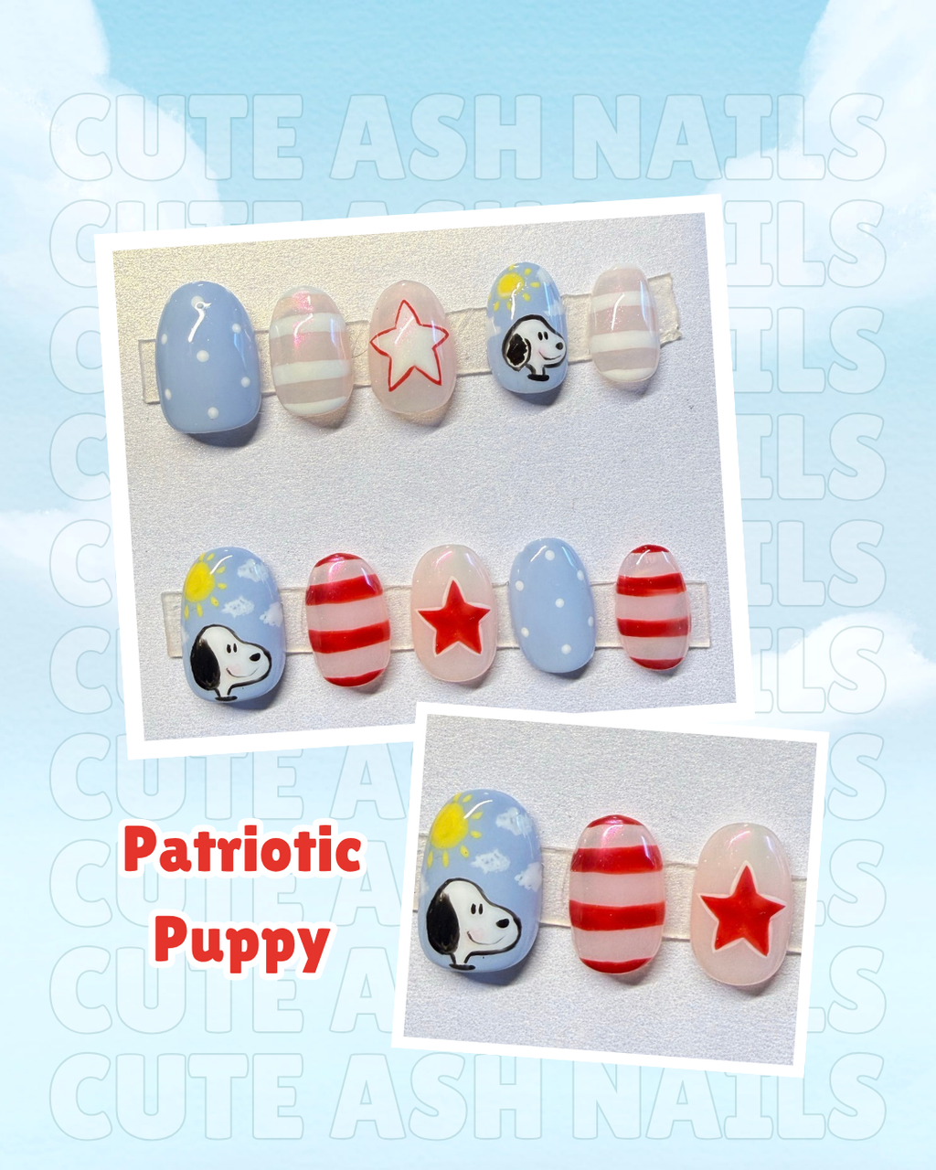 Patriotic Puppy Press On Nails