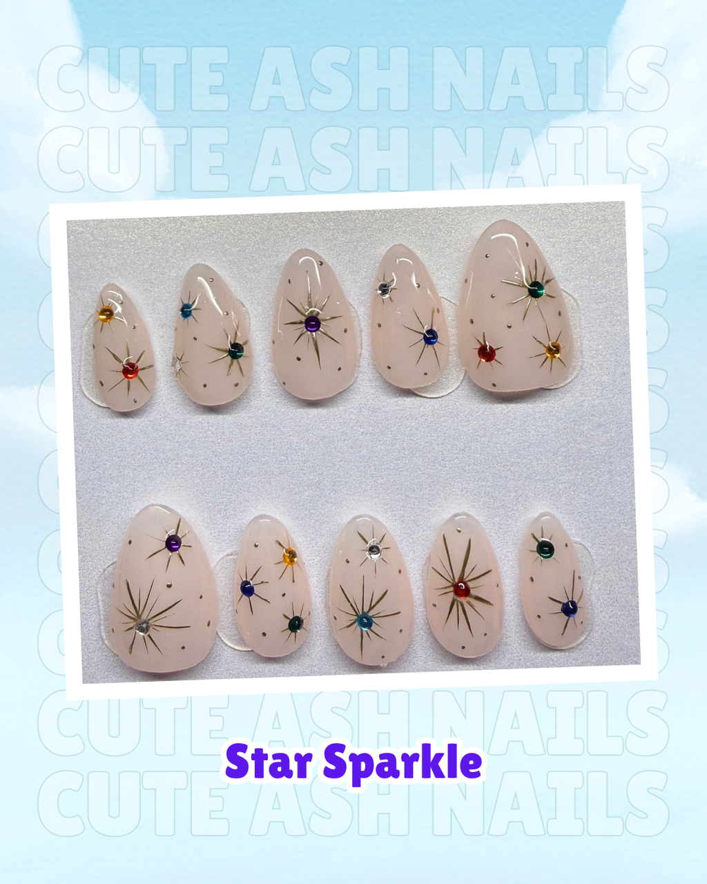 Star Sparkle Press On Nails