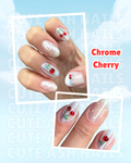 Chrome Cherry Press On Nails