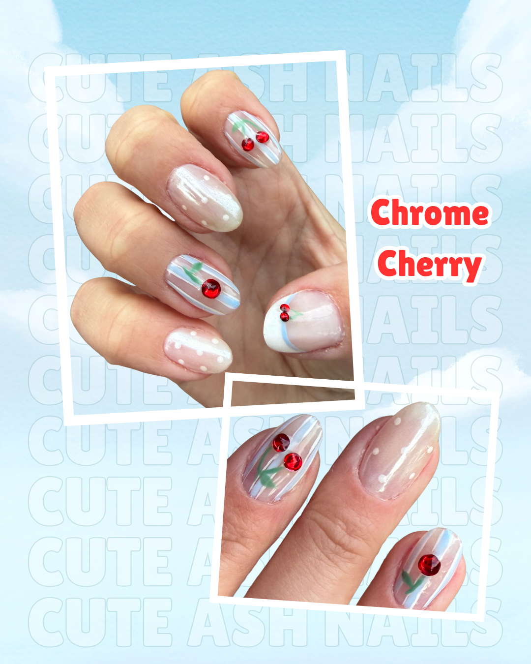 Chrome Cherry Press On Nails